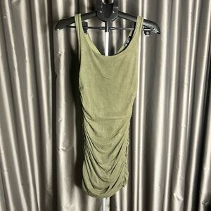 Olive Green Suede Fitted Mini Dress Size S